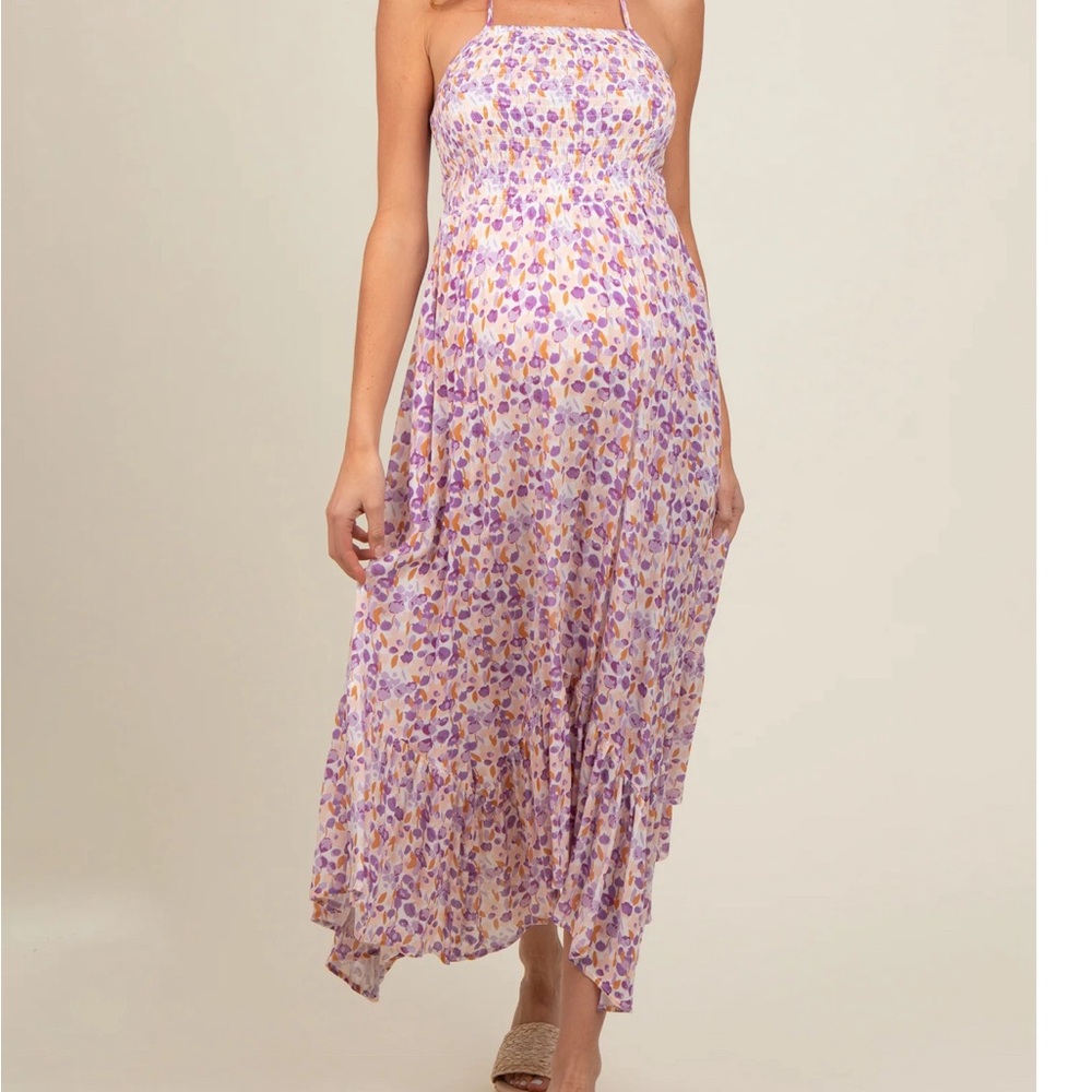 Pinkblush floral maternity dress with pockets - Picture 3 of 5